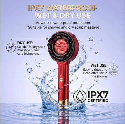 Magnetic Oil Dispensing Massage Comb with Red Light Therapy