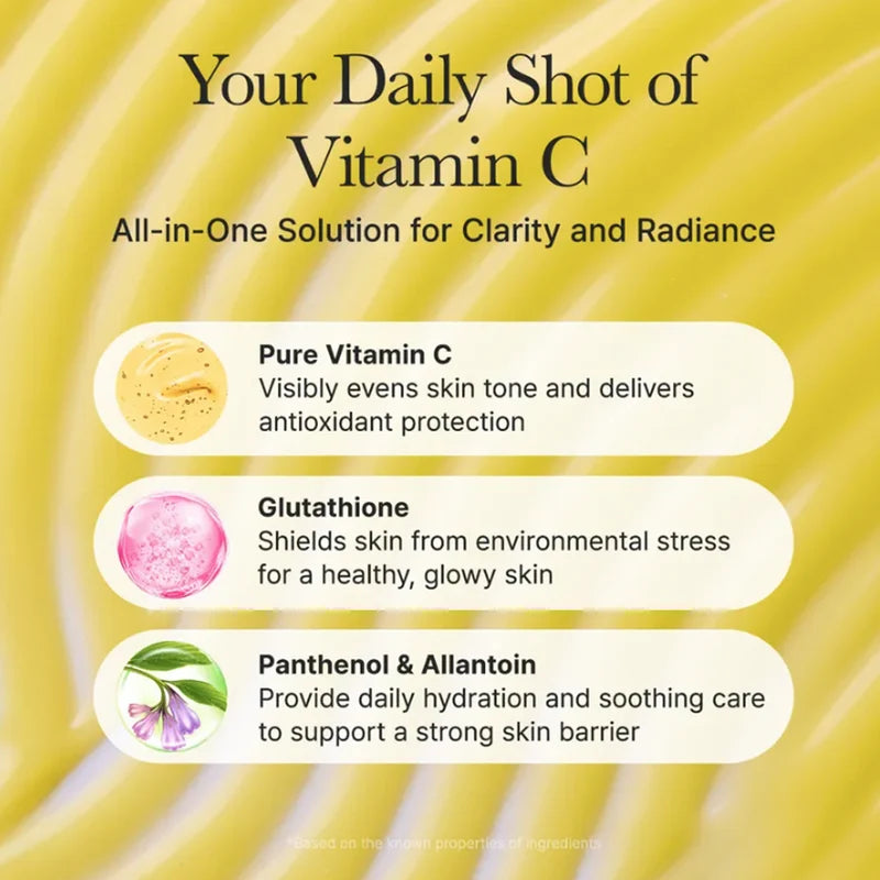 Vitamin C Booster Shot, Pure Vitamin C + Glutathione for Bright & Healthy Skin Glow