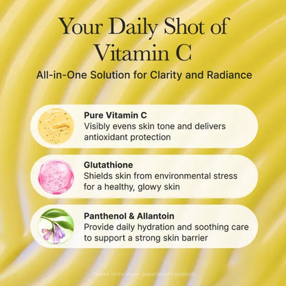 Vitamin C Booster Shot, Pure Vitamin C + Glutathione for Bright & Healthy Skin Glow