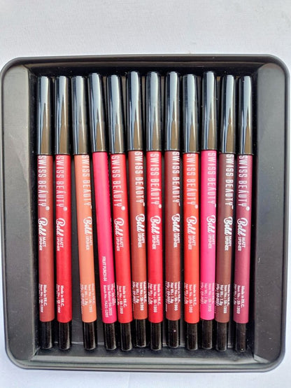 SWISS BEAUTY Bold Matte Lipliner Pack Of 12 Pcs