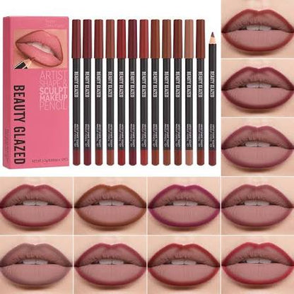 12 Colors Sculpting Matte Velvet Lip Liner Set